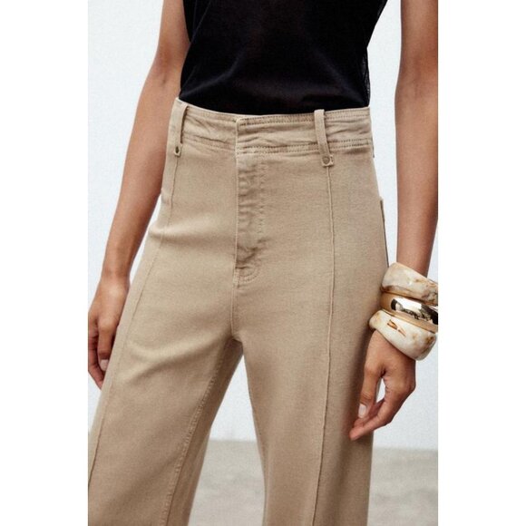 ZARA JEANS ZW COLLECTION TAILORED WIDE LEG HIGH-WAIST - Picture 4 of 9
